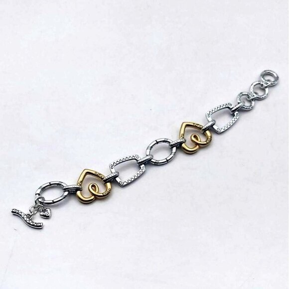 Brighton Fresco 3-Pc Set Silver & Gold Plated Necklace Earrings Bracelet & Tin - Picture 6 of 8